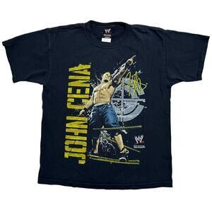 Vintage 2007 WWE By Hybrid Tees RARE John Cena AOP Graphic Youth‎ Tee - XL 18-20